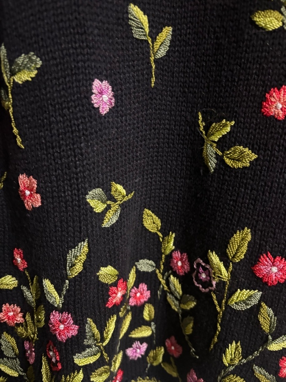 Candor Vintage Knit Sweater Embroidery Crochet Floral Size Medium Cottagecore - Picture 6 of 6